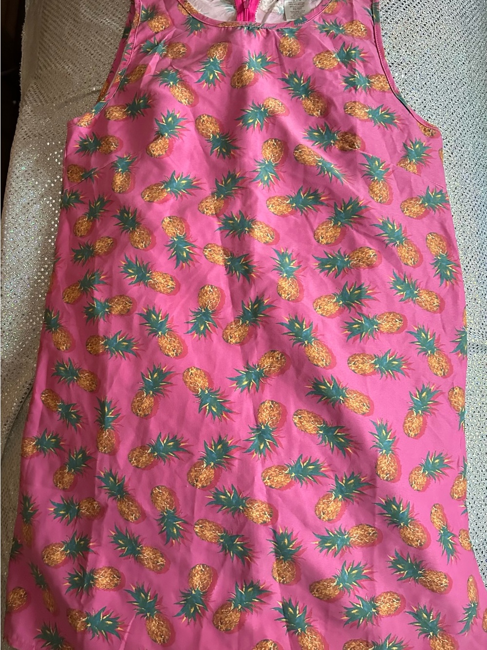 Ingear Pink Pineapple-Print Midi Dress lg NWT